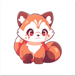 Simple drawn cute red panda Posters and Art